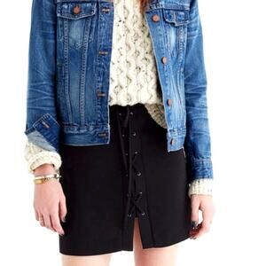 Madewell Lace Up Front High Rise Mini Skirt Eyelets Black Edgy Dark Academia 12